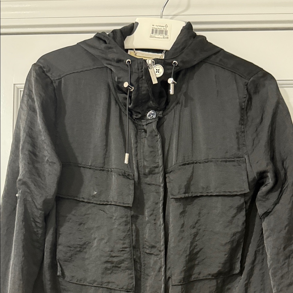Michael Kors Women's  Hooded Jacket Black Lightweight Size M - Picture 2 of 15